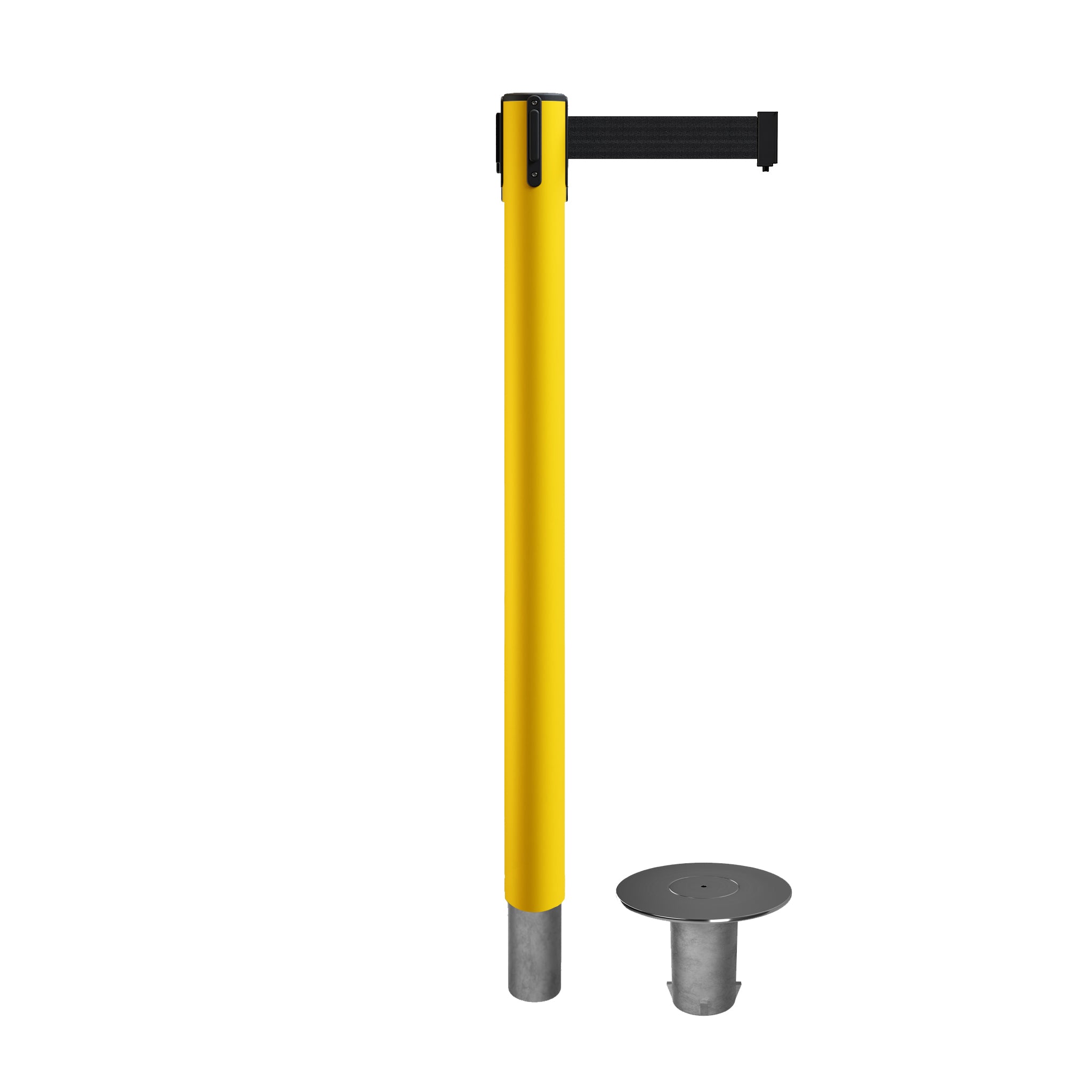 Retractable Belt Barrier Stanchion, Removable Base, 16 ft Belt - Montour Line MX650R - Crowd Control Warehouse