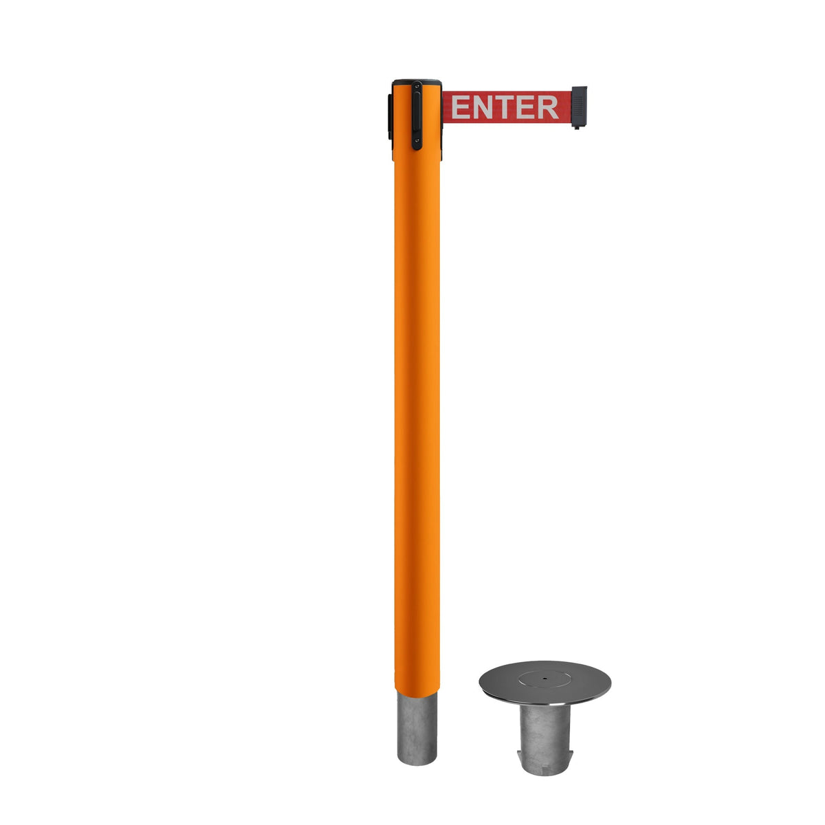 Retractable Belt Barrier Stanchion, Removable Base, 16 ft Belt - Montour Line MX650R - Crowd Control Warehouse