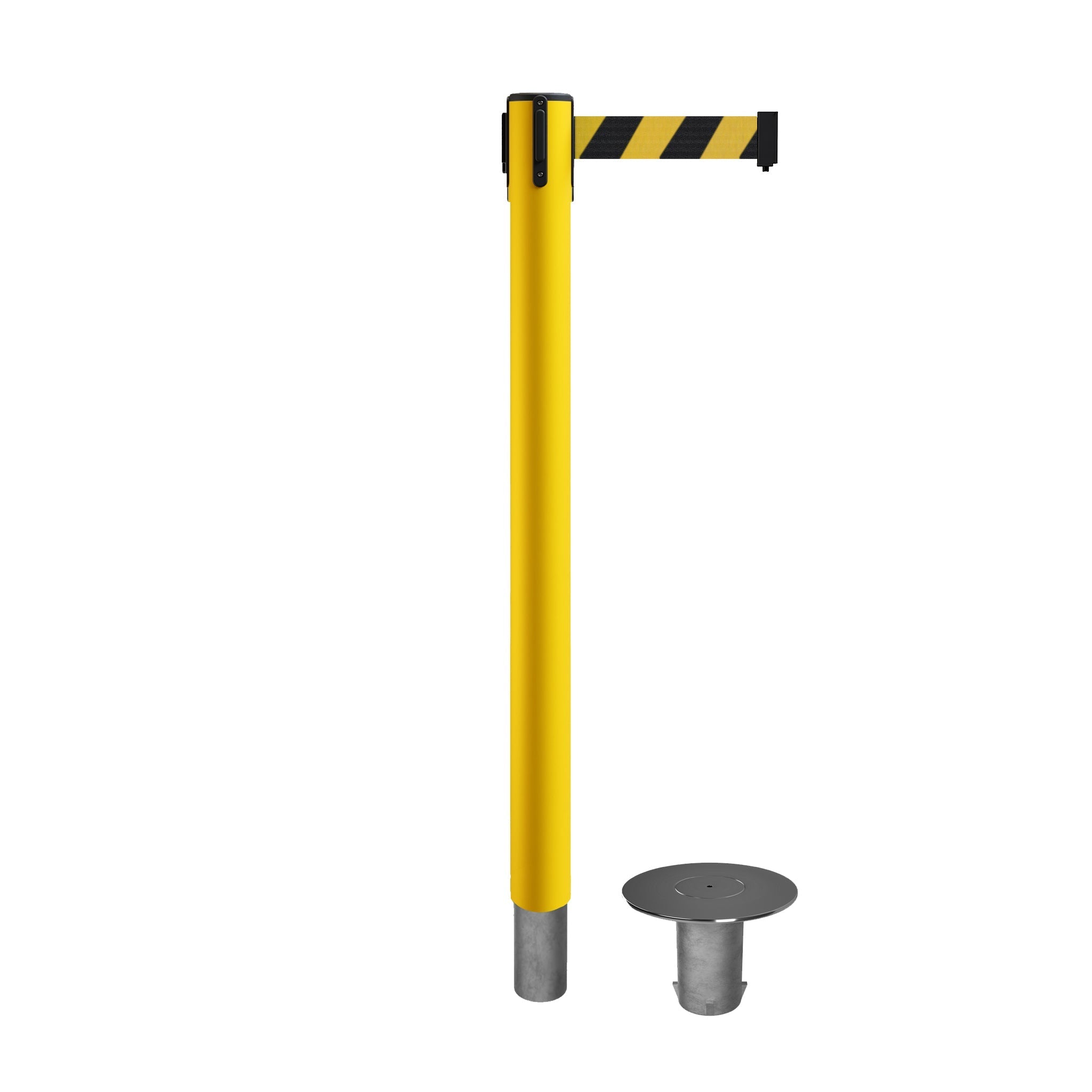 Retractable Belt Barrier Stanchion, Removable Base, 16 ft Belt - Montour Line MX650R - Crowd Control Warehouse
