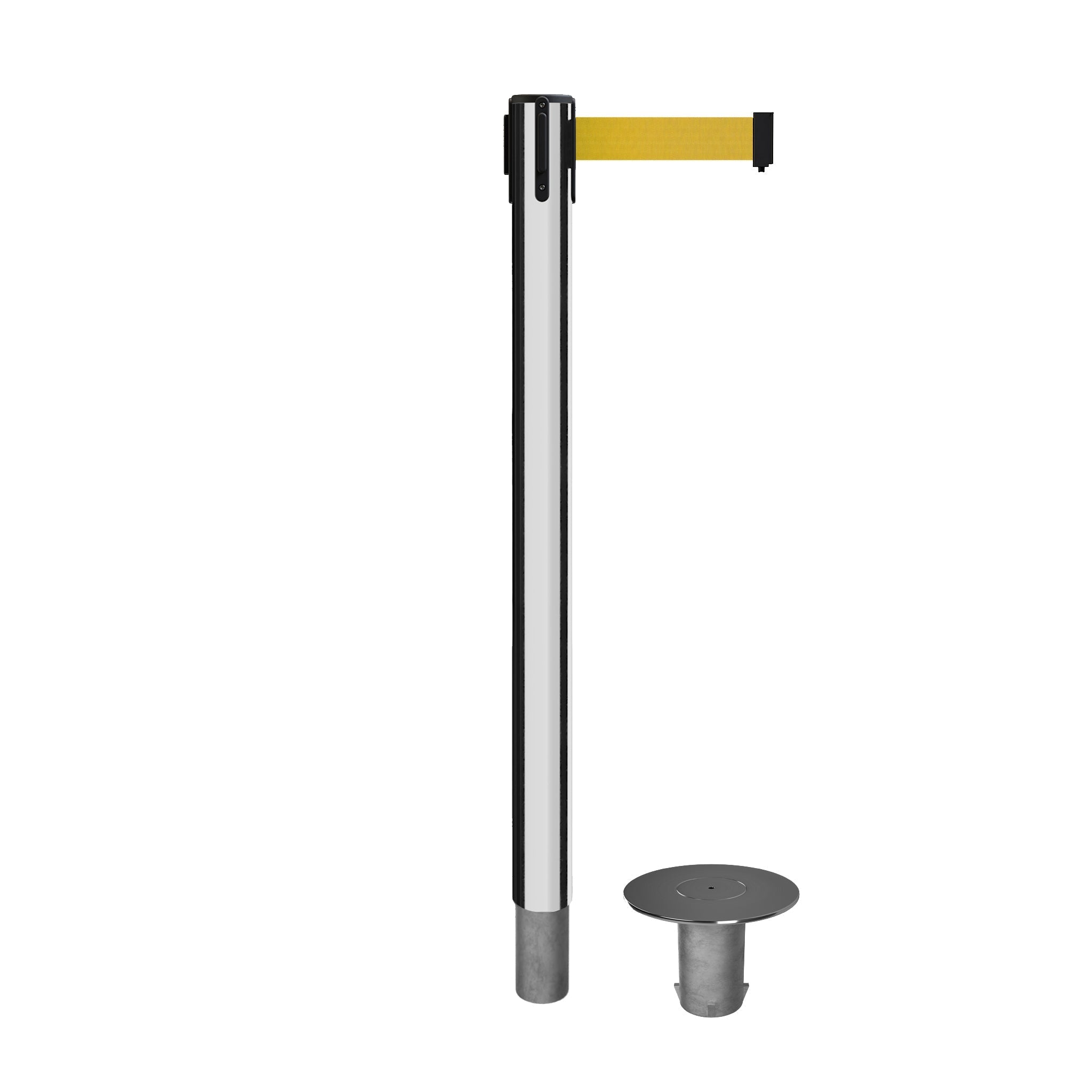 Retractable Belt Barrier Stanchion, Removable Base, 16 ft Belt - Montour Line MX650R - Crowd Control Warehouse