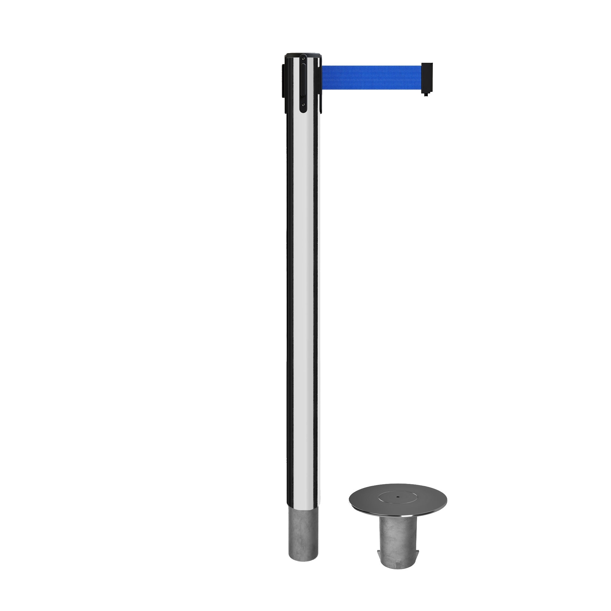 Retractable Belt Barrier Stanchion, Removable Base, 16 ft Belt - Montour Line MX650R - Crowd Control Warehouse