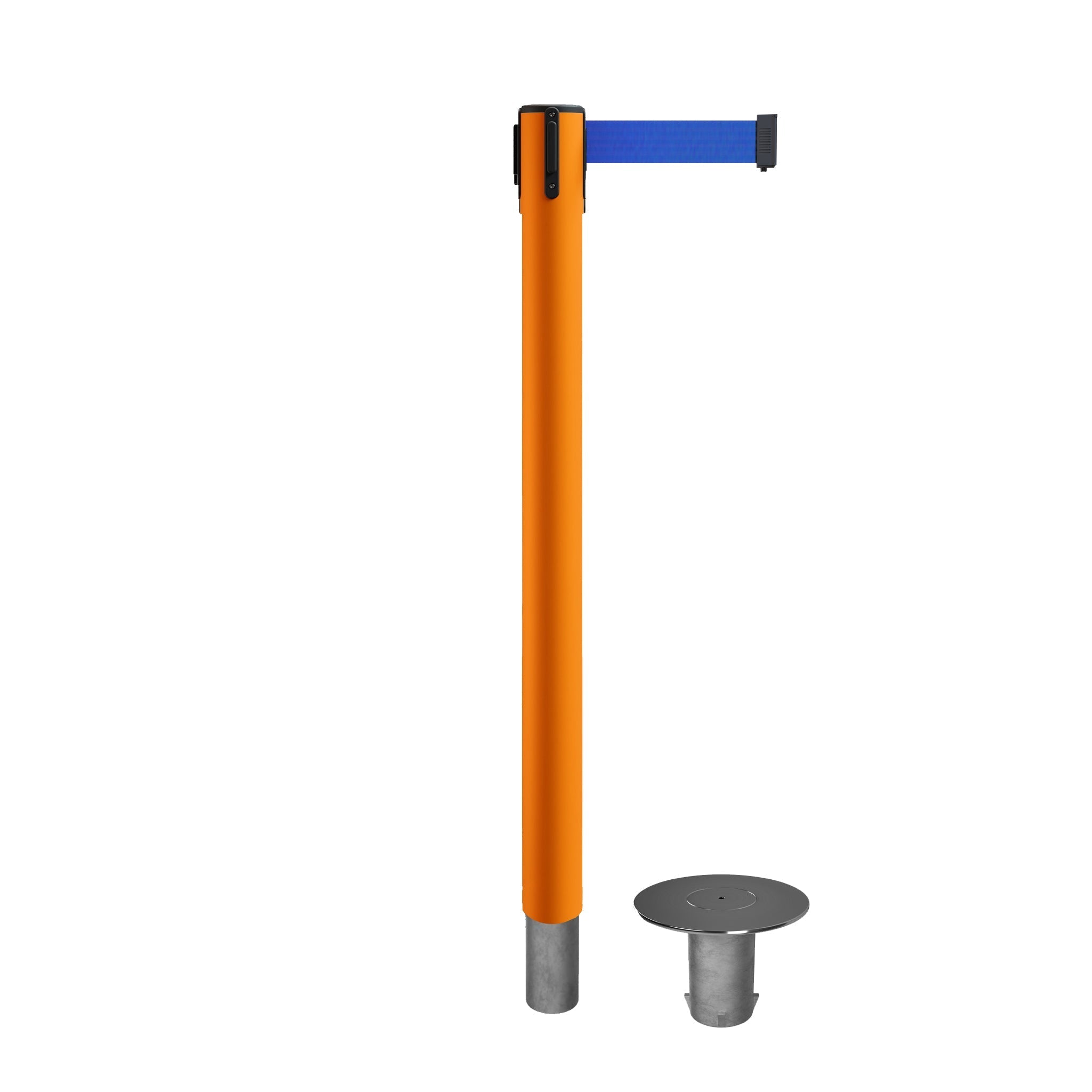 Retractable Belt Barrier Stanchion, Removable Base, 16 ft Belt - Montour Line MX650R - Crowd Control Warehouse