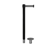 Retractable Belt Barrier Stanchion, Removable Base, Black Post, 11 Ft. Belt - Montour Line MX630R - Crowd Control Warehouse