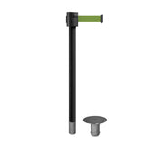 Retractable Belt Barrier Stanchion, Removable Base, Black Powder Coated Post, 35 ft Belt - Montour Line MX760R - Crowd Control Warehouse