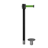 Retractable Belt Barrier Stanchion, Removable Base, Black Powder Coated Post, 35 ft Belt - Montour Line MX760R - Crowd Control Warehouse