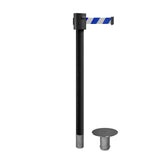 Retractable Belt Barrier Stanchion, Removable Base, Black Powder Coated Post, 35 ft Belt - Montour Line MX760R - Crowd Control Warehouse