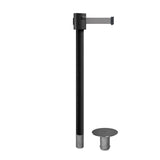 Retractable Belt Barrier Stanchion, Removable Base, Black Powder Coated Post, 35 ft Belt - Montour Line MX760R - Crowd Control Warehouse
