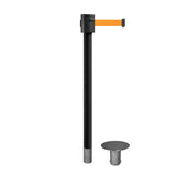 Retractable Belt Barrier Stanchion, Removable Base, Black Powder Coated Post, 35 ft Belt - Montour Line MX760R - Crowd Control Warehouse