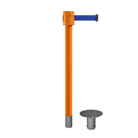 Retractable Belt Barrier Stanchion, Removable Base, Orange Post, 35 ft Belt - Montour Line MSX760R - Crowd Control Warehouse