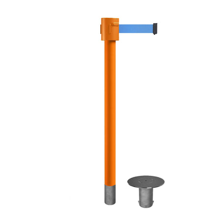 Retractable Belt Barrier Stanchion, Removable Base, Orange Post, 35 ft Belt - Montour Line MSX760R - Crowd Control Warehouse