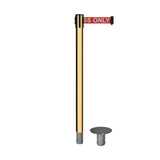 Retractable Belt Barrier Stanchion, Removable Base, Polished Brass Post, 11 Ft. Belt - Montour Line MX630R - Crowd Control Warehouse