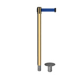 Retractable Belt Barrier Stanchion, Removable Base, Polished Brass Post, 11 Ft. Belt - Montour Line MX630R - Crowd Control Warehouse