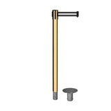 Retractable Belt Barrier Stanchion, Removable Base, Polished Brass Post, 11 Ft. Belt - Montour Line MX630R - Crowd Control Warehouse