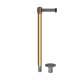 Retractable Belt Barrier Stanchion, Removable Base, Polished Brass Post, 11 Ft. Belt - Montour Line MX630R - Crowd Control Warehouse