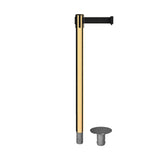 Retractable Belt Barrier Stanchion, Removable Base, Polished Brass Post, 11 Ft. Belt - Montour Line MX630R - Crowd Control Warehouse