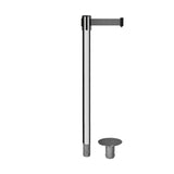 Retractable Belt Barrier Stanchion, Removable Base, Polished Stainless Steel Post, 11 Ft. Belt - Montour Line MX630R - Crowd Control Warehouse