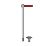 Retractable Belt Barrier Stanchion, Removable Base, Polished Stainless Steel Post, 11 Ft. Belt - Montour Line MX630R - Crowd Control Warehouse