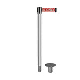 Retractable Belt Barrier Stanchion, Removable Base, Polished Stainless Steel Post, 11 Ft. Belt - Montour Line MX630R - Crowd Control Warehouse