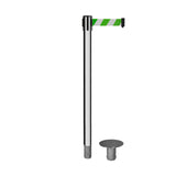 Retractable Belt Barrier Stanchion, Removable Base, Polished Stainless Steel Post, 11 Ft. Belt - Montour Line MX630R - Crowd Control Warehouse