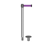 Retractable Belt Barrier Stanchion, Removable Base, Polished Stainless Steel Post, 11 Ft. Belt - Montour Line MX630R - Crowd Control Warehouse