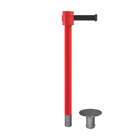 Retractable Belt Barrier Stanchion, Removable Base, Red Post, 35 ft Belt - Montour Line MSX760R - Crowd Control Warehouse