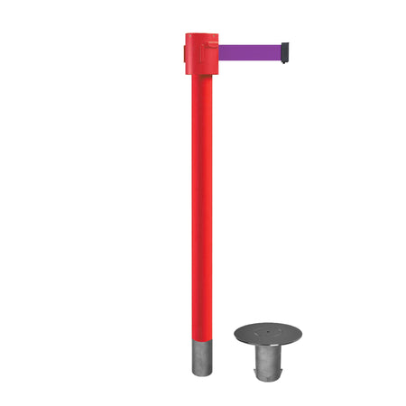 Retractable Belt Barrier Stanchion, Removable Base, Red Post, 35 ft Belt - Montour Line MSX760R - Crowd Control Warehouse