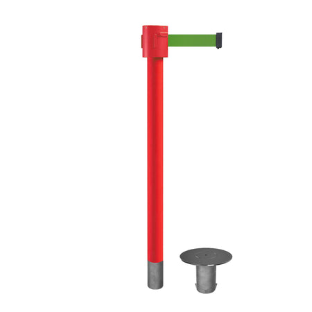 Retractable Belt Barrier Stanchion, Removable Base, Red Post, 35 ft Belt - Montour Line MSX760R - Crowd Control Warehouse
