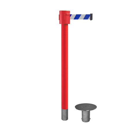 Retractable Belt Barrier Stanchion, Removable Base, Red Post, 35 ft Belt - Montour Line MSX760R - Crowd Control Warehouse