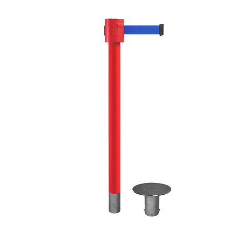 Retractable Belt Barrier Stanchion, Removable Base, Red Post, 35 ft Belt - Montour Line MSX760R - Crowd Control Warehouse