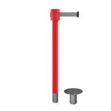 Retractable Belt Barrier Stanchion, Removable Base, Red Post, 35 ft Belt - Montour Line MSX760R - Crowd Control Warehouse