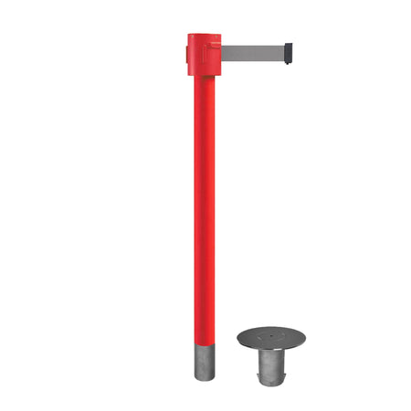 Retractable Belt Barrier Stanchion, Removable Base, Red Post, 35 ft Belt - Montour Line MSX760R - Crowd Control Warehouse