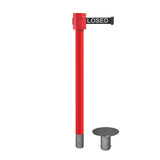 Retractable Belt Barrier Stanchion, Removable Base, Red Post, 35 ft Belt - Montour Line MSX760R - Crowd Control Warehouse
