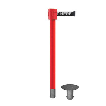 Retractable Belt Barrier Stanchion, Removable Base, Red Post, 35 ft Belt - Montour Line MSX760R - Crowd Control Warehouse