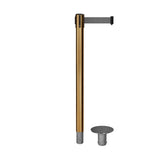 Retractable Belt Barrier Stanchion, Removable Base, Satin Brass Post, 11 Ft. Belt - Montour Line MX630R - Crowd Control Warehouse