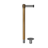 Retractable Belt Barrier Stanchion, Removable Base, Satin Brass Post, 11 Ft. Belt - Montour Line MX630R - Crowd Control Warehouse