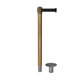 Retractable Belt Barrier Stanchion, Removable Base, Satin Brass Post, 11 Ft. Belt - Montour Line MX630R - Crowd Control Warehouse