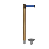 Retractable Belt Barrier Stanchion, Removable Base, Satin Brass Post, 11 Ft. Belt - Montour Line MX630R - Crowd Control Warehouse