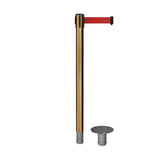 Retractable Belt Barrier Stanchion, Removable Base, Satin Brass Post, 11 Ft. Belt - Montour Line MX630R - Crowd Control Warehouse