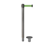 Retractable Belt Barrier Stanchion, Removable Base, Satin Stainless Steel Post, 11 Ft. Belt - Montour Line MX630R - Crowd Control Warehouse