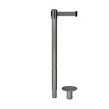 Retractable Belt Barrier Stanchion, Removable Base, Satin Stainless Steel Post, 11 Ft. Belt - Montour Line MX630R - Crowd Control Warehouse