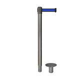 Retractable Belt Barrier Stanchion, Removable Base, Satin Stainless Steel Post, 11 Ft. Belt - Montour Line MX630R - Crowd Control Warehouse
