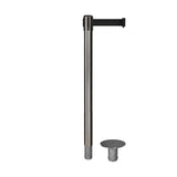 Retractable Belt Barrier Stanchion, Removable Base, Satin Stainless Steel Post, 11 Ft. Belt - Montour Line MX630R - Crowd Control Warehouse