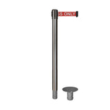 Retractable Belt Barrier Stanchion, Removable Base, Satin Stainless Steel Post, 11 Ft. Belt - Montour Line MX630R - Crowd Control Warehouse