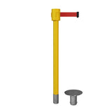Retractable Belt Barrier Stanchion, Removable Base, Yellow Post, 35 ft Belt - Montour Line MSX760R - Crowd Control Warehouse