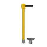 Retractable Belt Barrier Stanchion, Removable Base, Yellow Post, 35 ft Belt - Montour Line MSX760R - Crowd Control Warehouse