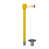 Retractable Belt Barrier Stanchion, Removable Base, Yellow Post, 35 ft Belt - Montour Line MSX760R - Crowd Control Warehouse