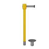Retractable Belt Barrier Stanchion, Removable Base, Yellow Post, 35 ft Belt - Montour Line MSX760R - Crowd Control Warehouse