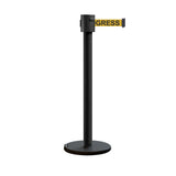 Retractable Belt Barrier Stanchion, Roller Base, Black Powder Coated Post, 35 ft Belt - Montour Line ME760 - Crowd Control Warehouse