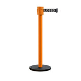 Retractable Belt Barrier Stanchion, Roller Base, Orange Post, 35 ft Belt - Montour Line MSE760 - Crowd Control Warehouse
