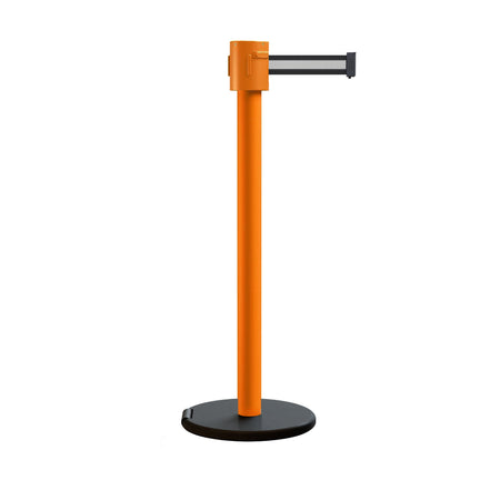 Retractable Belt Barrier Stanchion, Roller Base, Orange Post, 35 ft Belt - Montour Line MSE760 - Crowd Control Warehouse